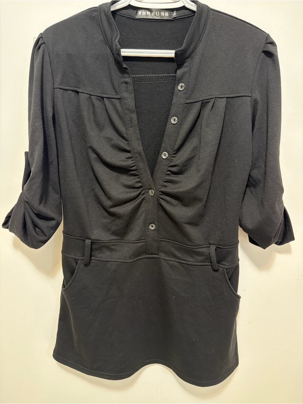Black Top with Korean Label - Size L